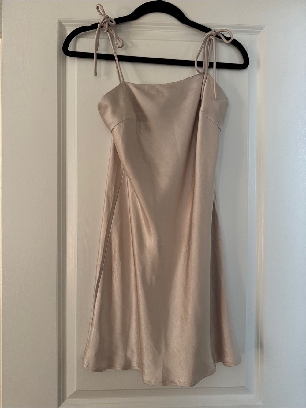 Princess Polly Satin Tie-Shoulder Slip Dress in Blush Nude